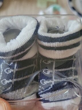 Navy and White Baby Socks-Booties